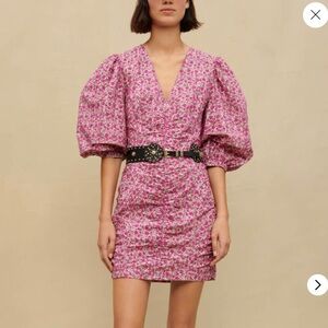 Maje Pink Floral Mini Dress, size M, but feels like S